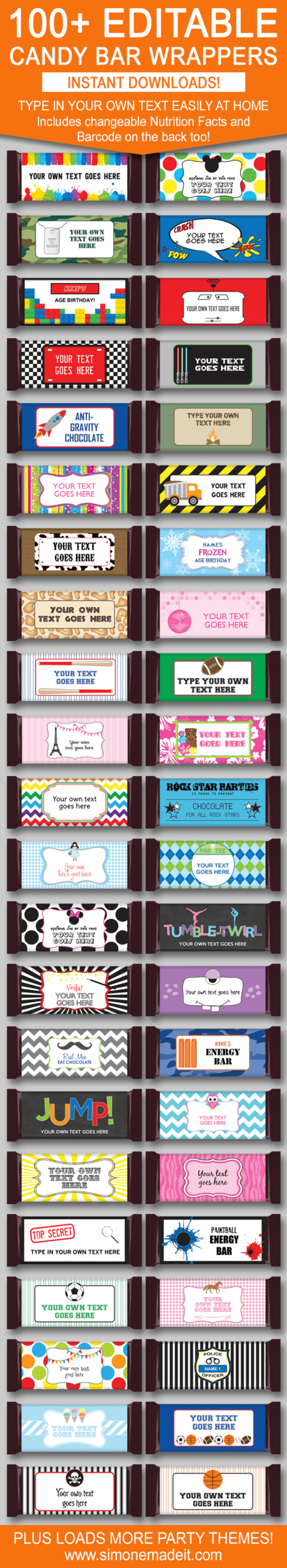 Diy Candy Bar Wrapper Templates | Party Favors | Chocolate Bar Labels in Free Printable Chocolate Bar Wrappers Templates