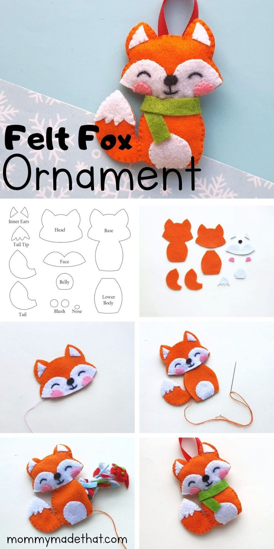 Diy Felt Fox Ornament (With Free Pattern) throughout Free Printable Felt Fox Pattern