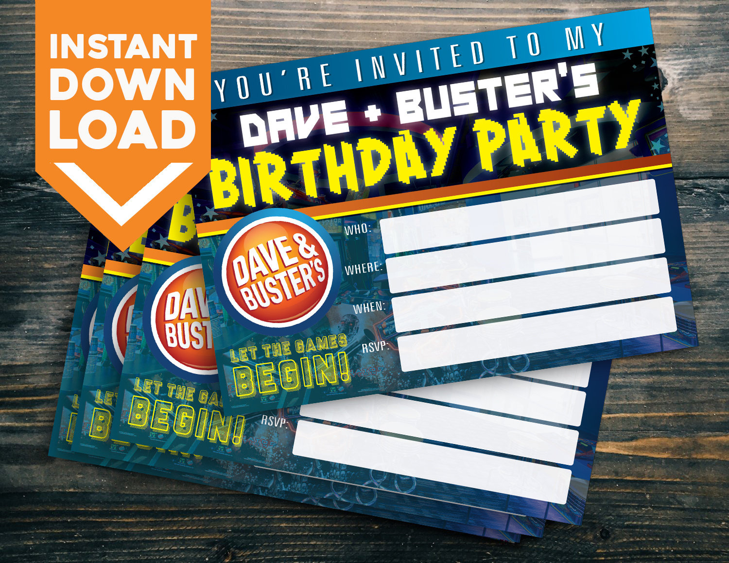 Diy Fill-In 5 X 7 Dave & Busters Party Invites - Edit Yourself with regard to Dave And Busters Free Printable Invitations
