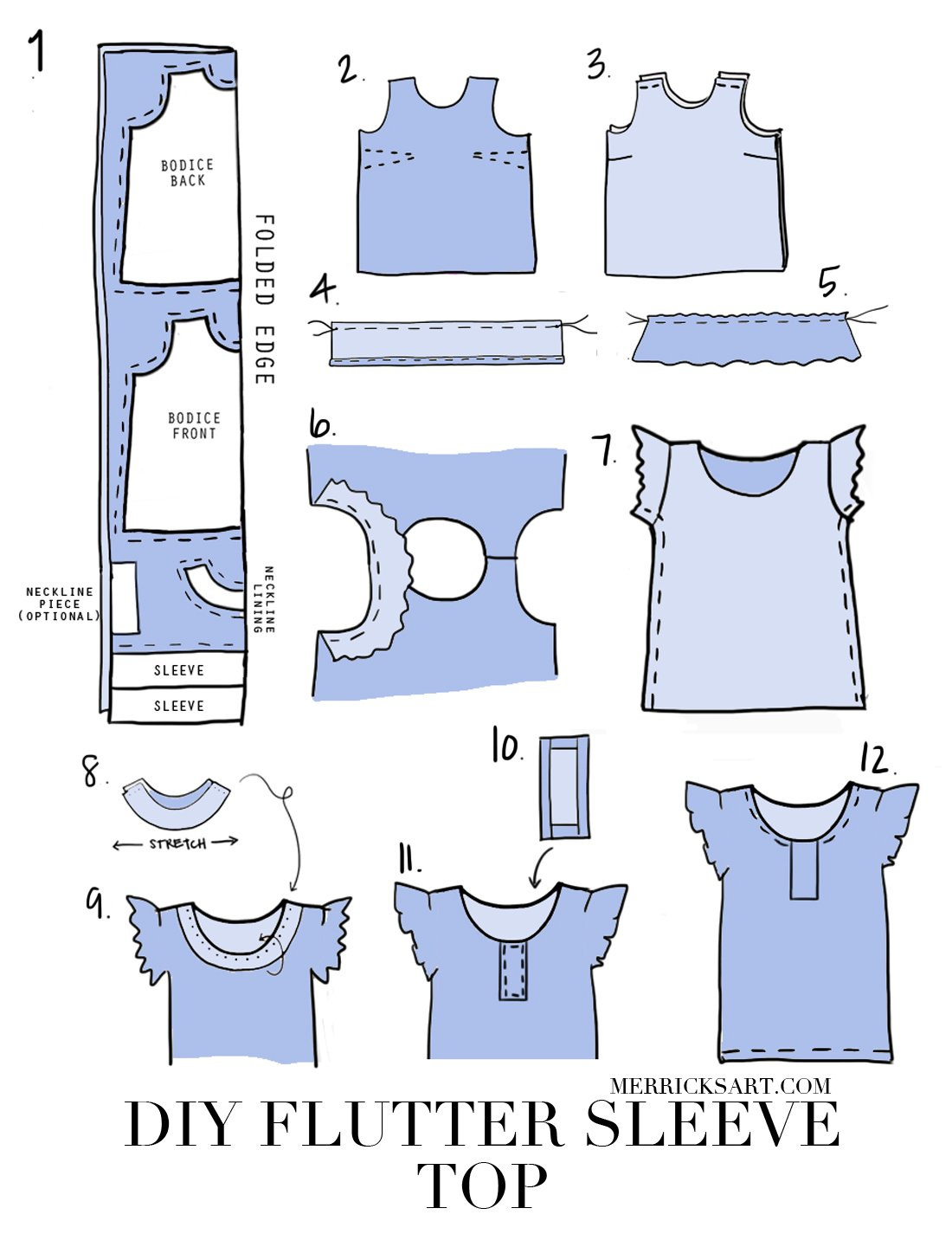 Diy Friday: Gingham Flutter Sleeve Top - Merrick'S Art within Printable Flutter Sleeve Pattern