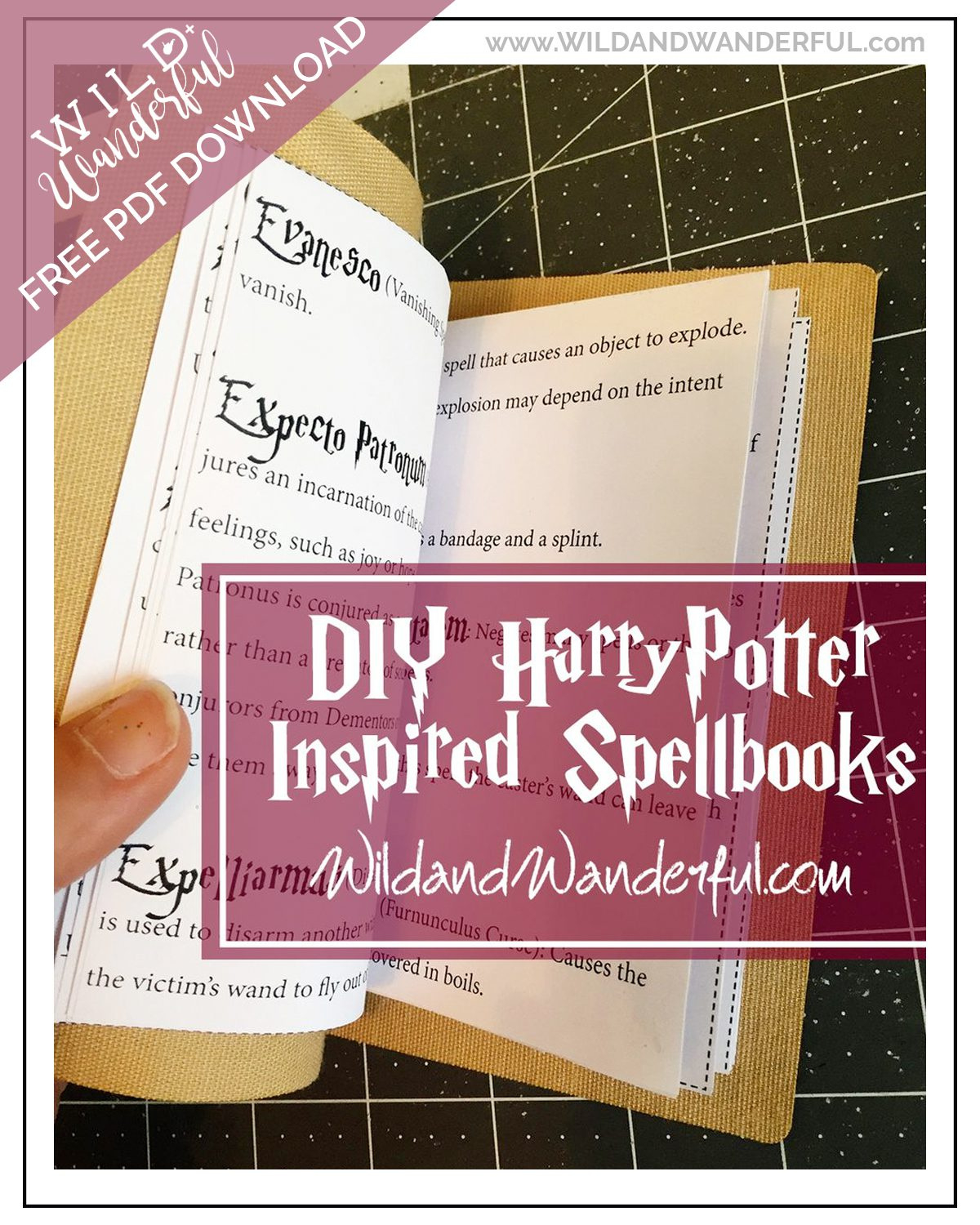 Diy Harry Potter Spellbook + Printable | Wild+Wanderful intended for Free Printable Book Of Spells
