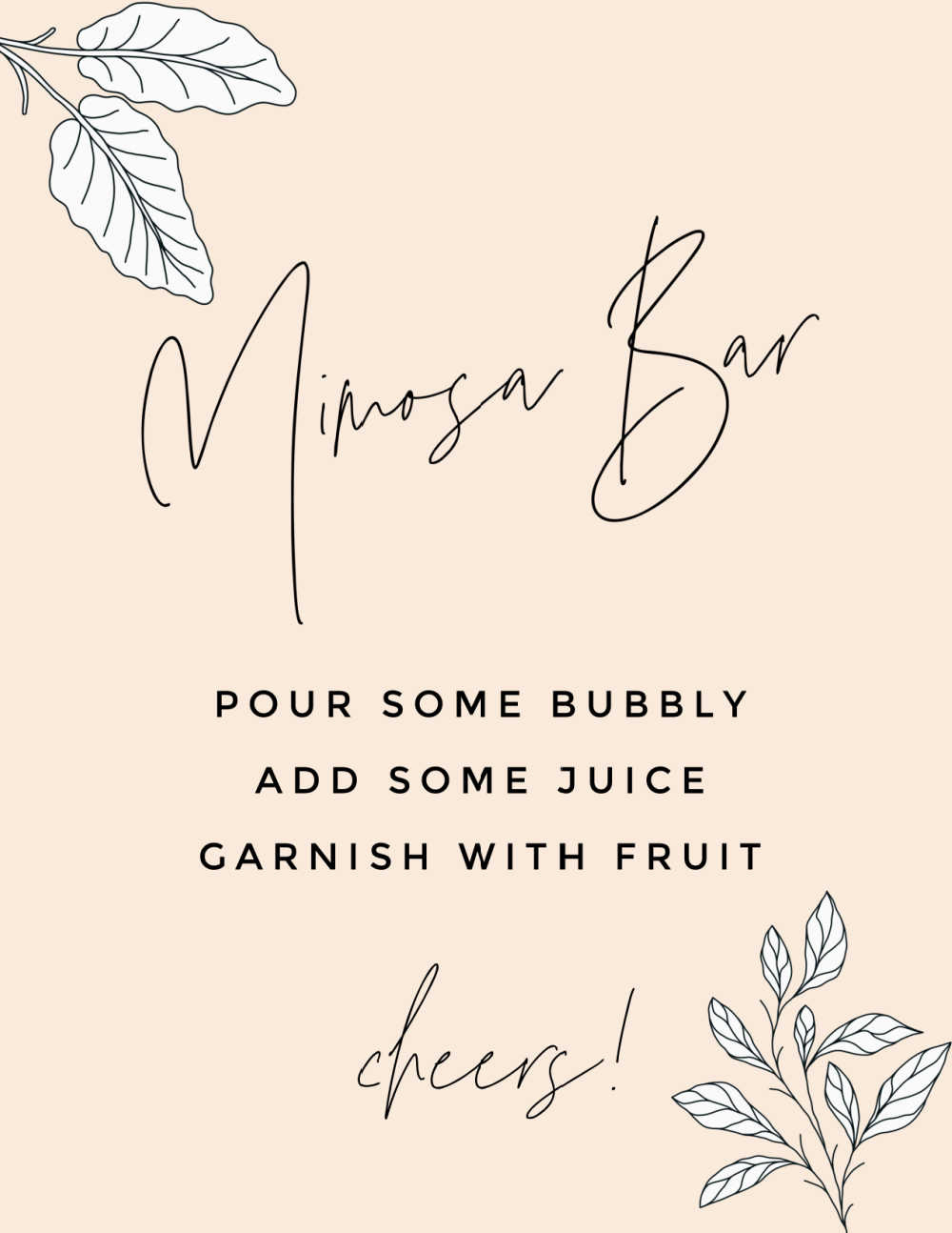 Diy Mimosa Bar Cart With Free Printable Mimosa Bar Sign | intended for Free Mimosa Bar Printables