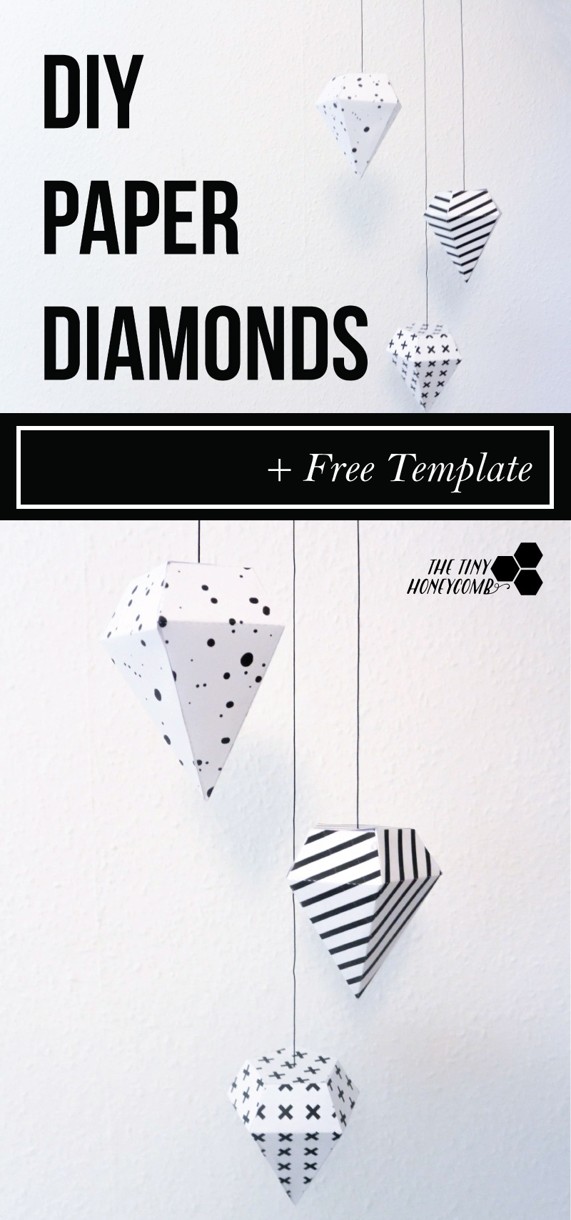 Diy Paper Diamonds With Free Template – The Tiny Honeycomb for Diamond Foldable Stencil Printable