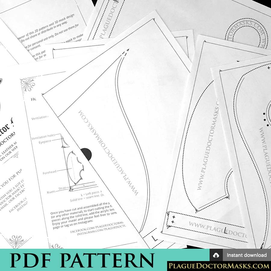 Diy Plague Doctor Mask Pattern Template With Instructions. Pdf pertaining to Diy Mask Patterns Printable
