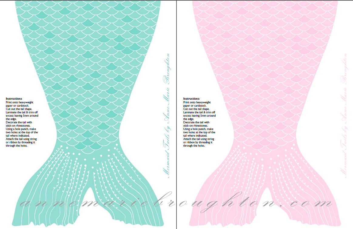 Diy Printable Paper Mermaid Tails | Anne-Marie Broughton with Free Printable Mermaid Tail Stencil