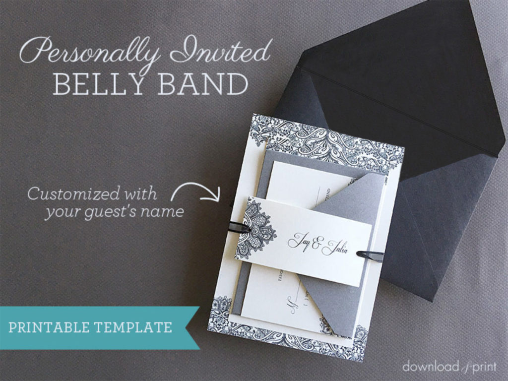 Diy Wedding Invitation Belly Band With Guest Names inside Free Belly Band Template