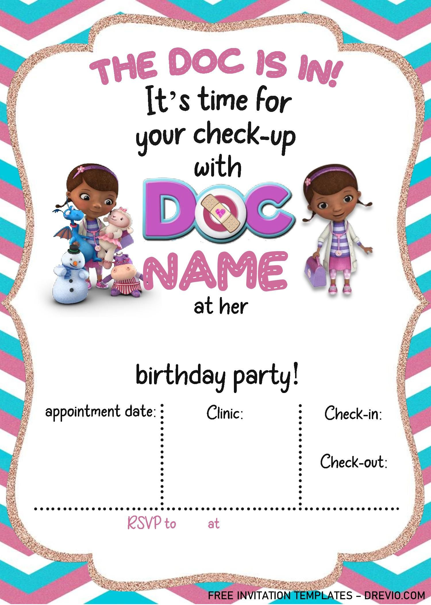 Doc Mcstuffins Birthday Invitation Templates – Editable With Ms Word with regard to Doc Mcstuffins Free Templates