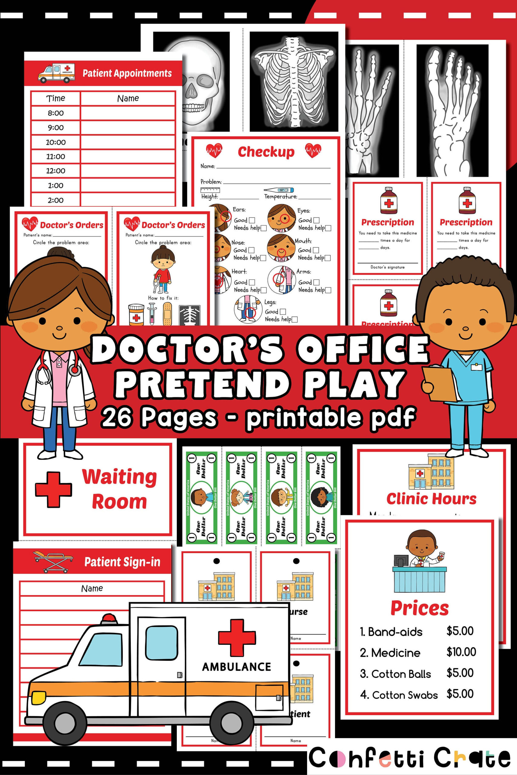 Doctor Pretend Play Printables, Arzt, Dramatik, Krankenhaus inside Free Doctor Dramatic Play Printables