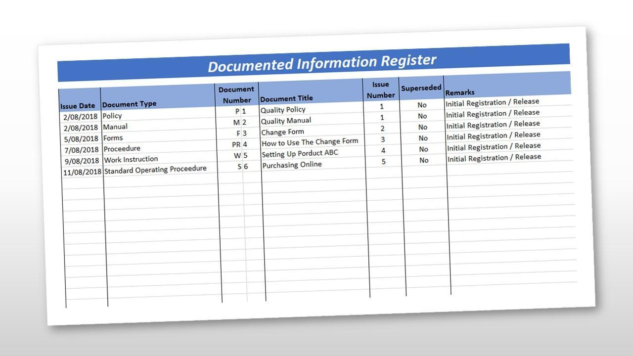 Document Control Register Template - Blog pertaining to Document Register Template Free