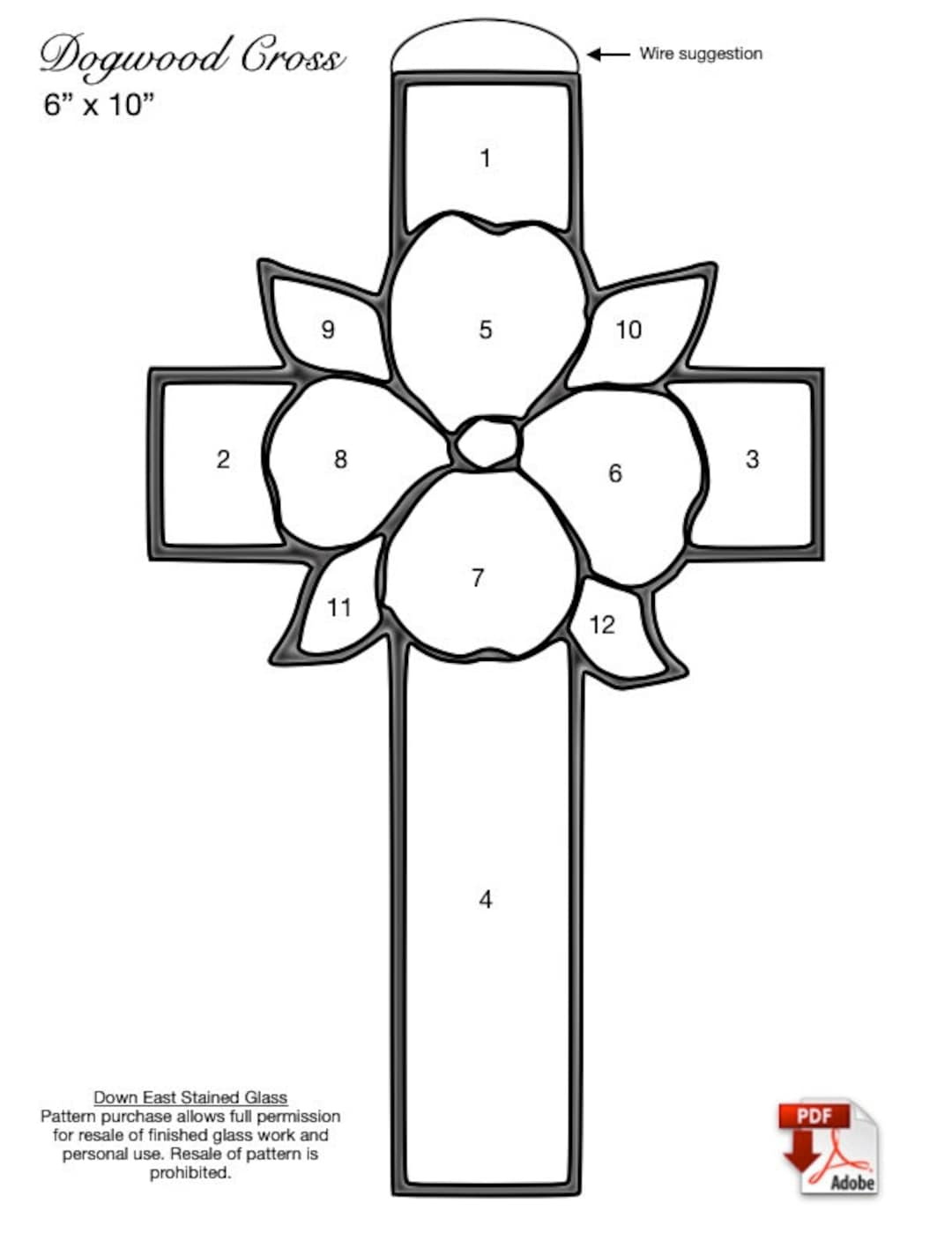 Dogwood Cross Stained Glass Pattern Pdf - Etsy Australia throughout Printable Stained Glass Cross Patterns