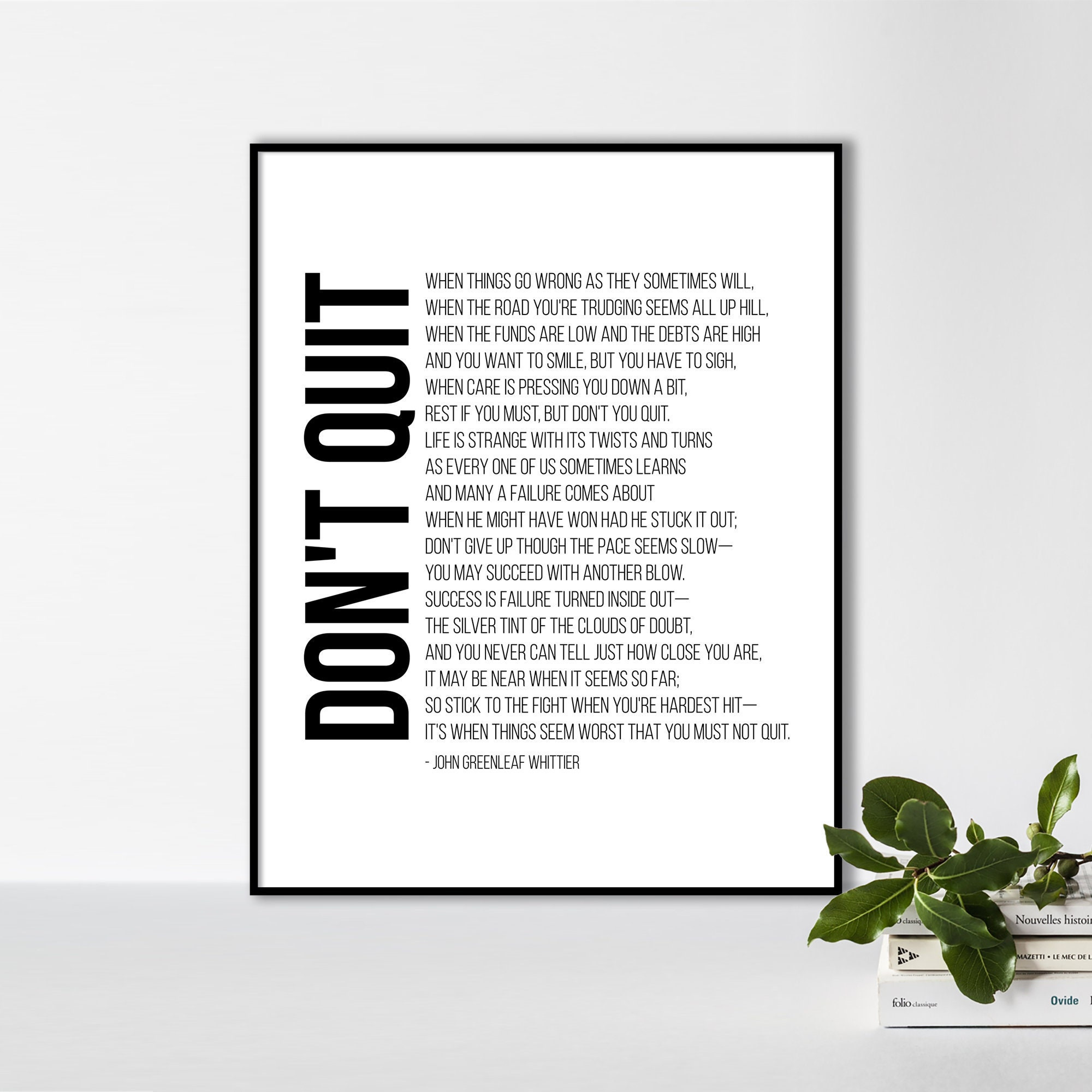 Don&amp;#039;T Quit Poem Print, Printable Quote Poster Wall Art, Poetry with Free Printable Don T Quit Poem