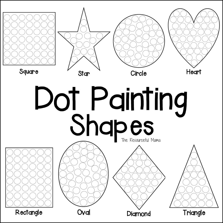 Dot-Painting-Shapes-Square-Collage - The Resourceful Mama throughout Free Printable Diamond Dot Patterns