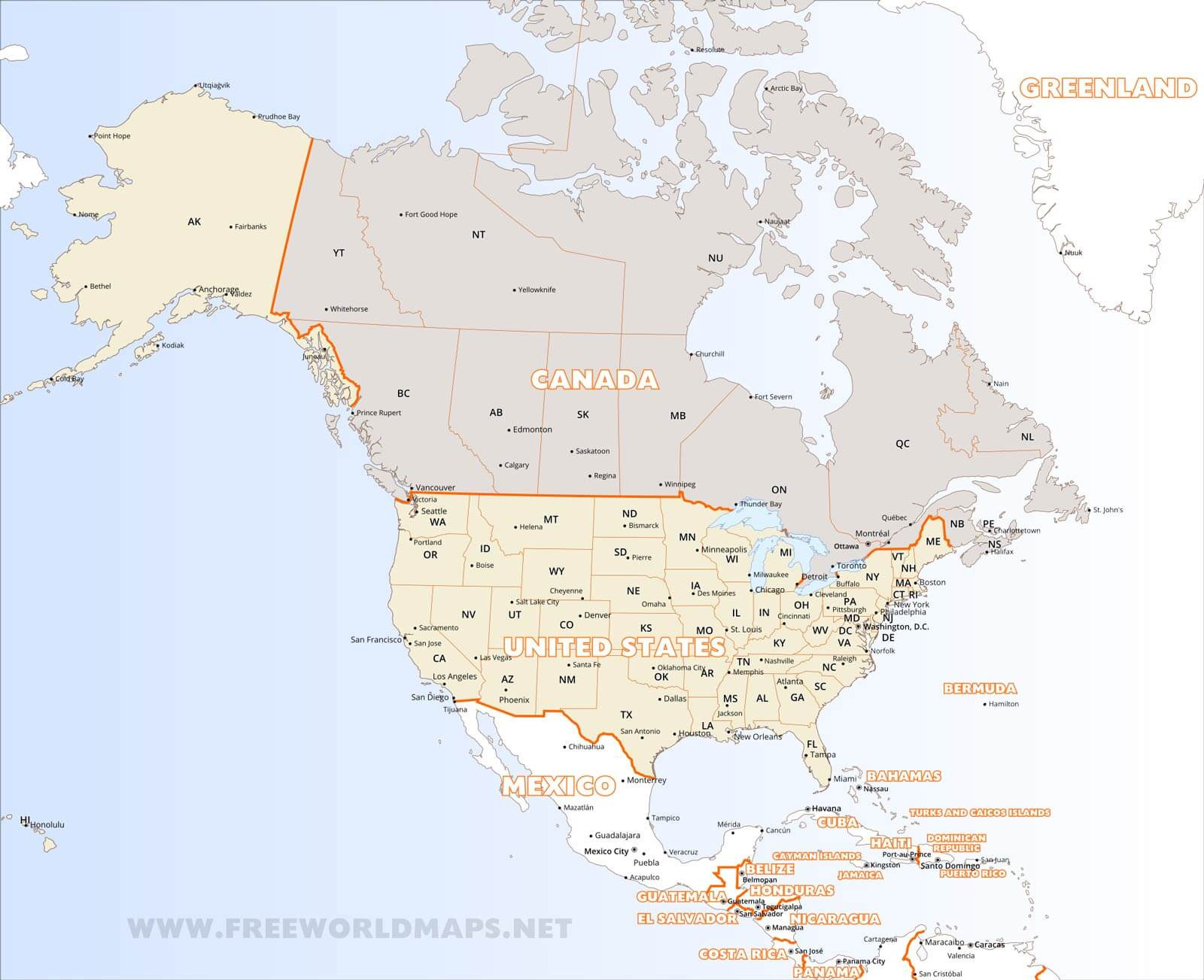 Download Free North America Maps for Free Printable Map North America