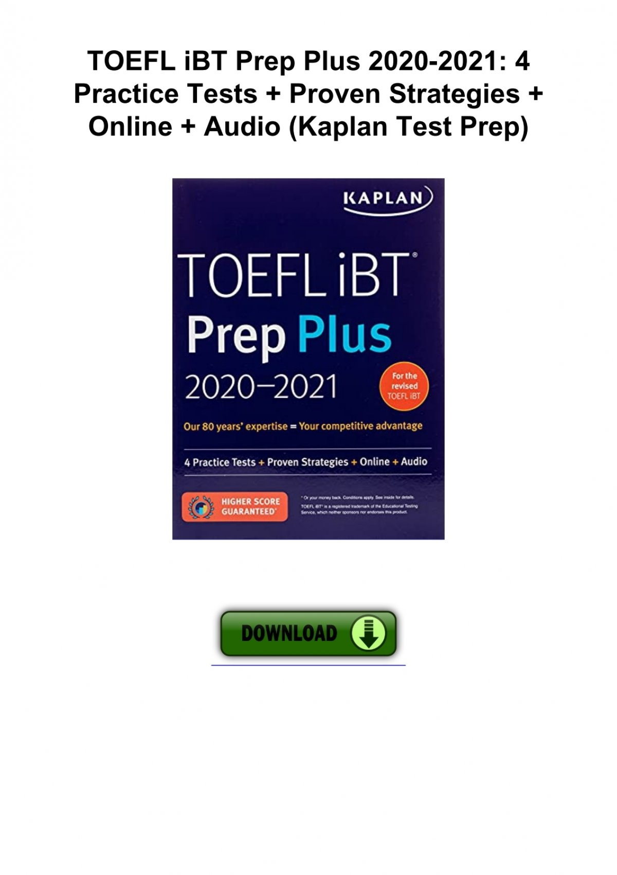 Download/Pdf Toefl Ibt Prep Plus 2020-2021: 4 Practice Tests + in Free Printable Toefl Practice Tests