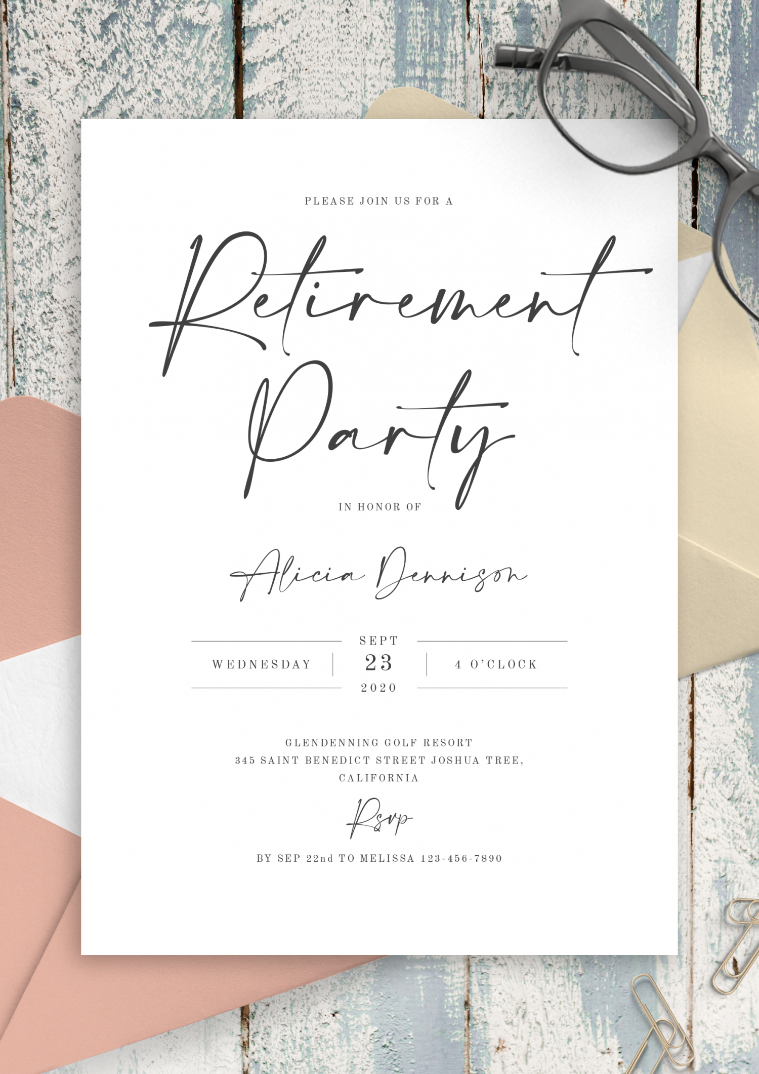 Download Printable Simple Minimalist Retirement Party Invitation Pdf inside Retirement Program Templates Free