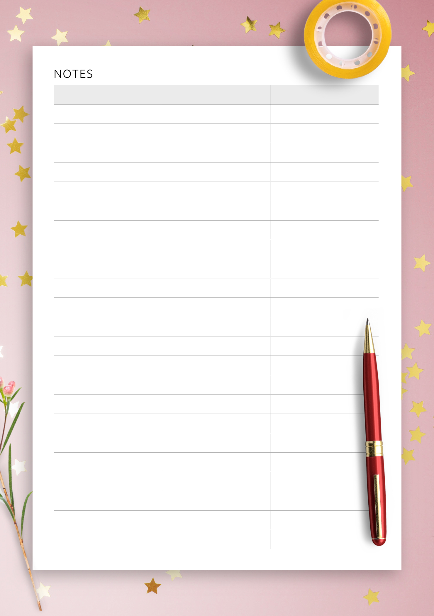 Download Printable Table 3-Column Pdf within Free Printable 3 Column Spreadsheet