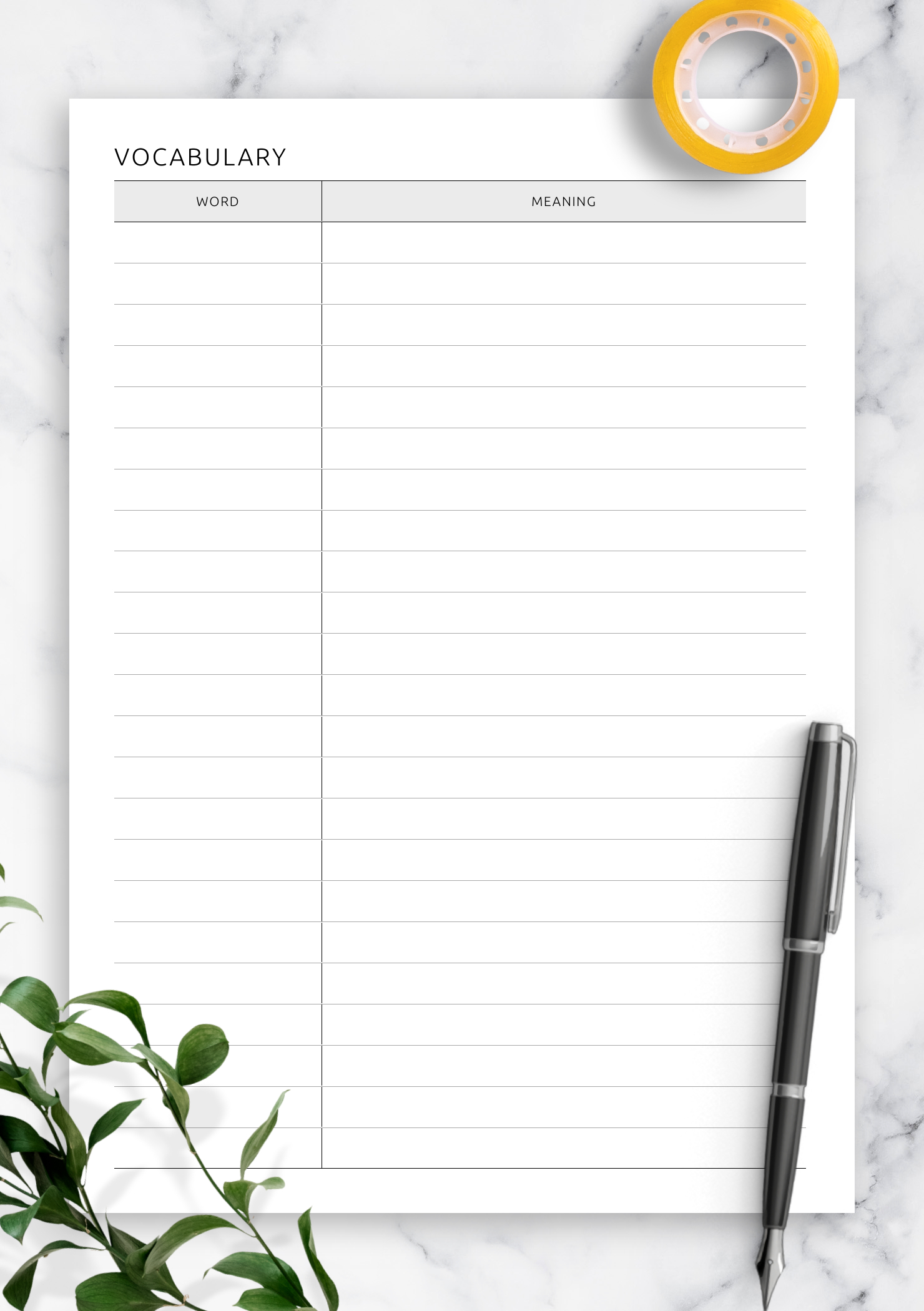 Download Printable Vocabulary &amp;amp; Definitions Template Pdf with regard to Free Printable Dictionary Template