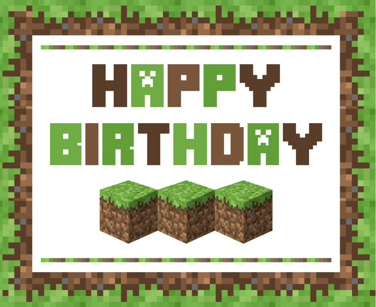 Download These Awesome Free Minecraft Party Printables! | Catch My pertaining to Minecraft Happy Birthday Card Printable Free