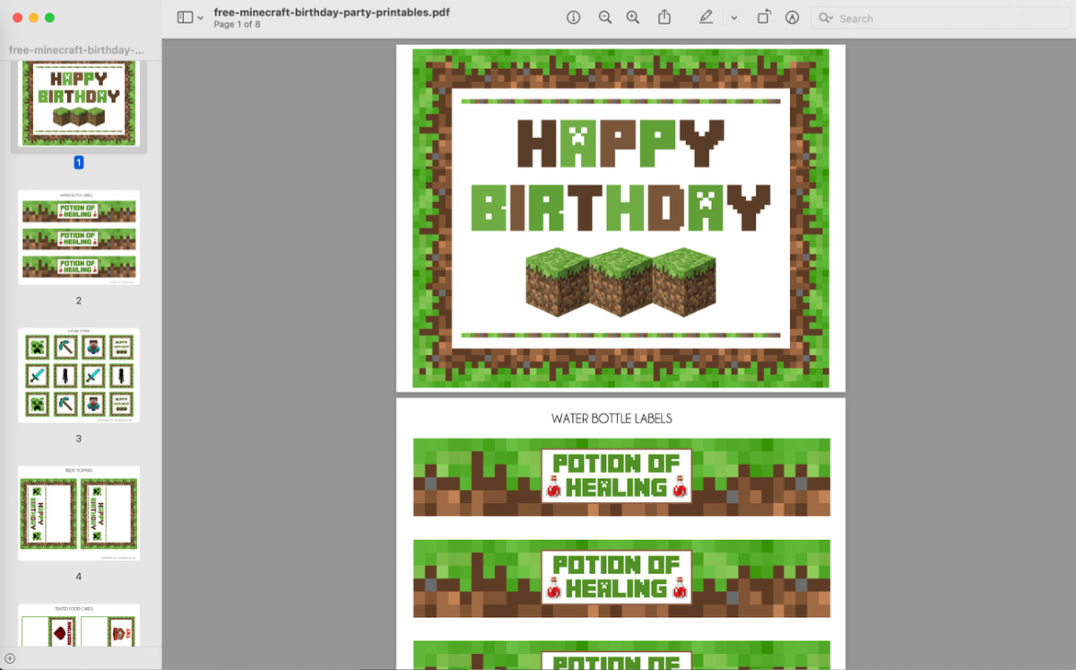 Download These Awesome Free Minecraft Party Printables! | Catch My throughout Minecraft Happy Birthday Card Printable Free