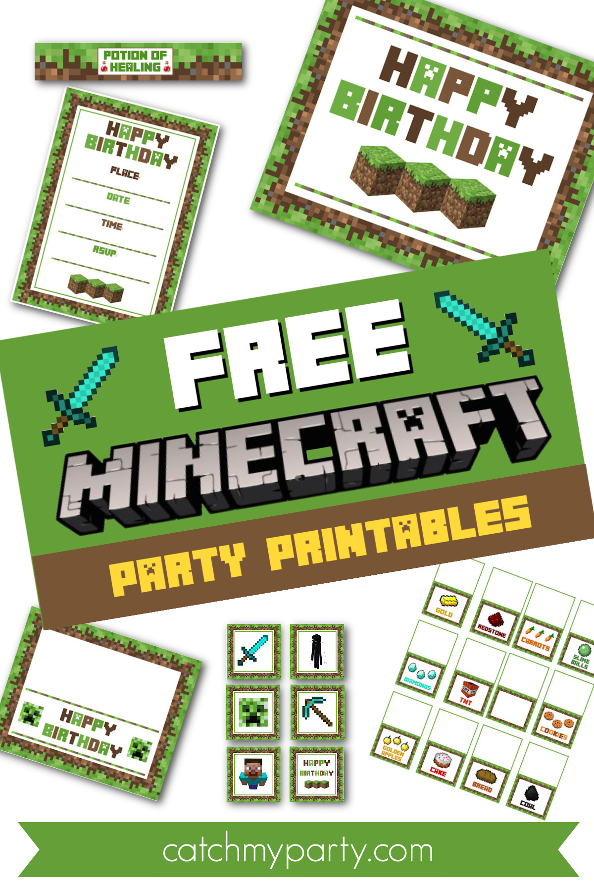 Download These Awesome Free Minecraft Party Printables! | Catch My within Free Minecraft Printables For Parties