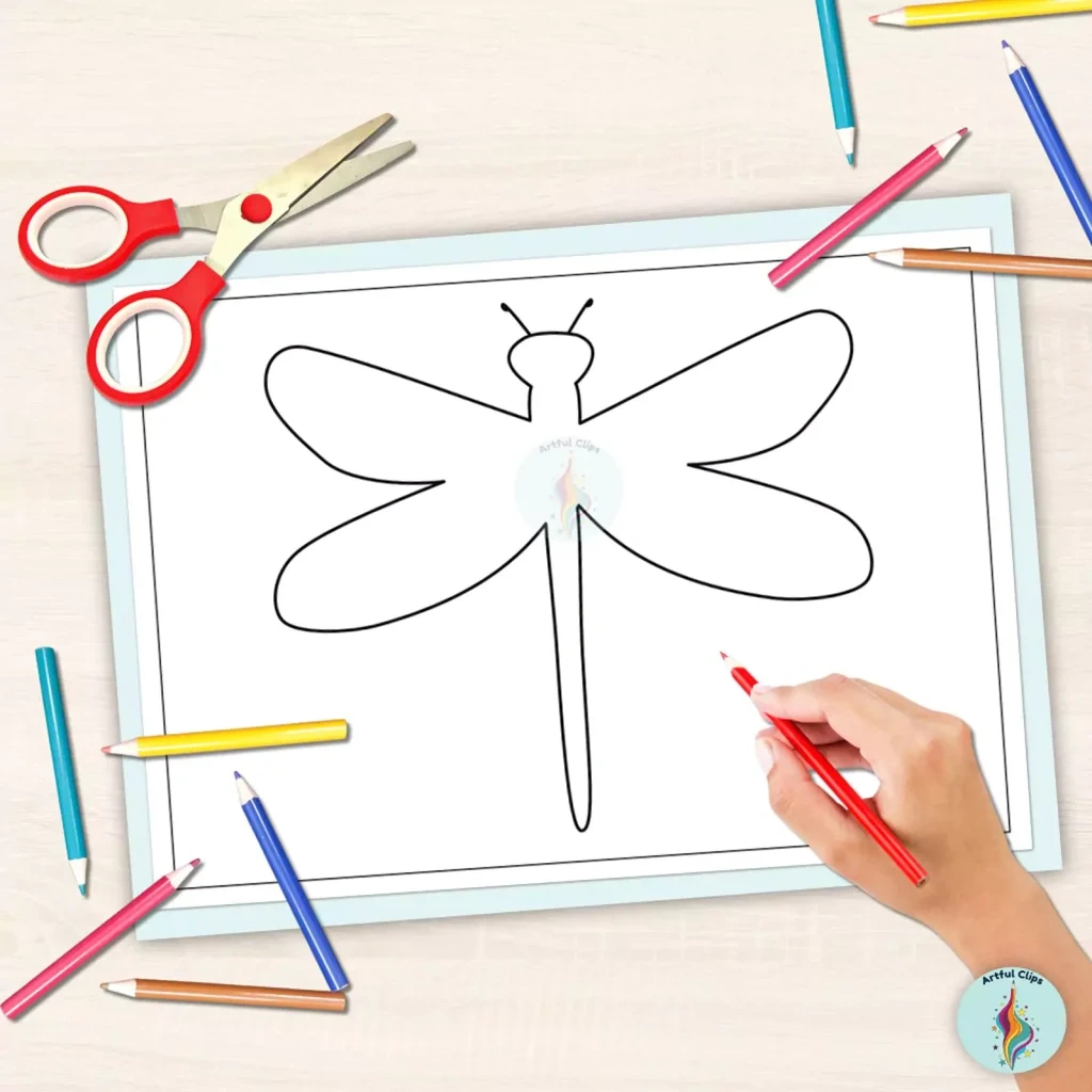 Dragonfly Template Set: Printable Black And White Outlines with Dragonfly Stencils Free Printable