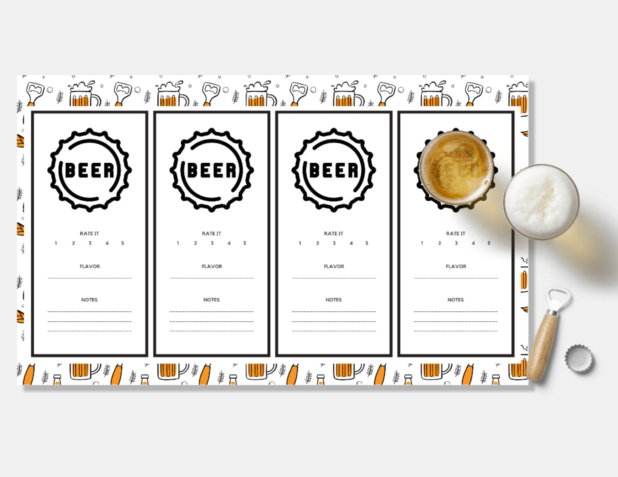 Druckbar: Beer Tasting Score Sheet / Tischset - Etsy.de intended for Beer Tasting Free Printables