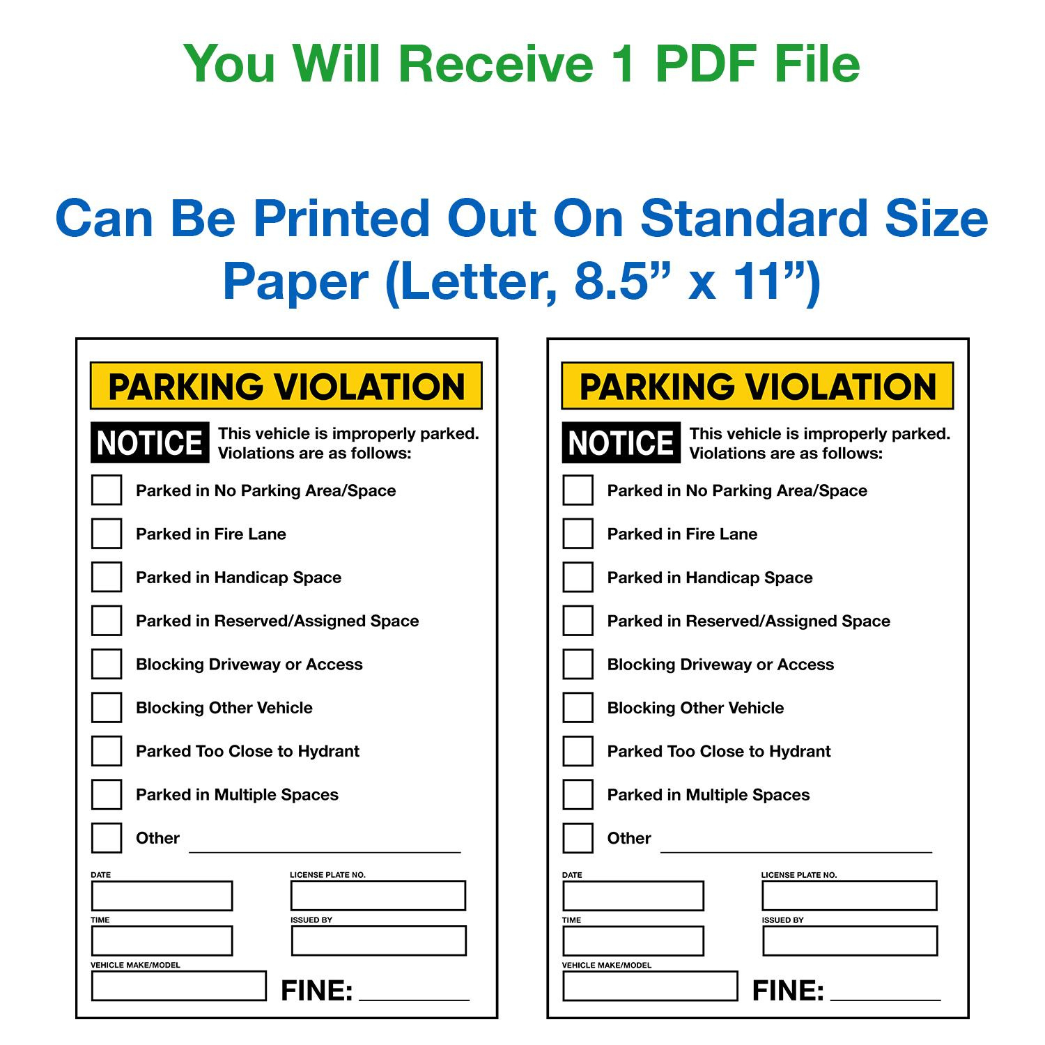 Druckbare Gefälschte Parkkarten, Digitaler Download Streich Karte inside Printable Fake Parking Tickets Free
