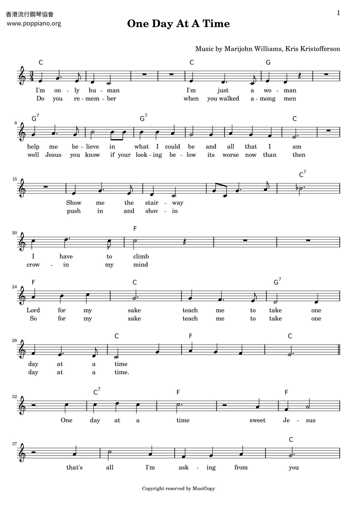 ☆ Spiritual-One Day At A Time Sheet Music Pdf, - Free Score inside Free Printable Sheet Music One Day At A Time