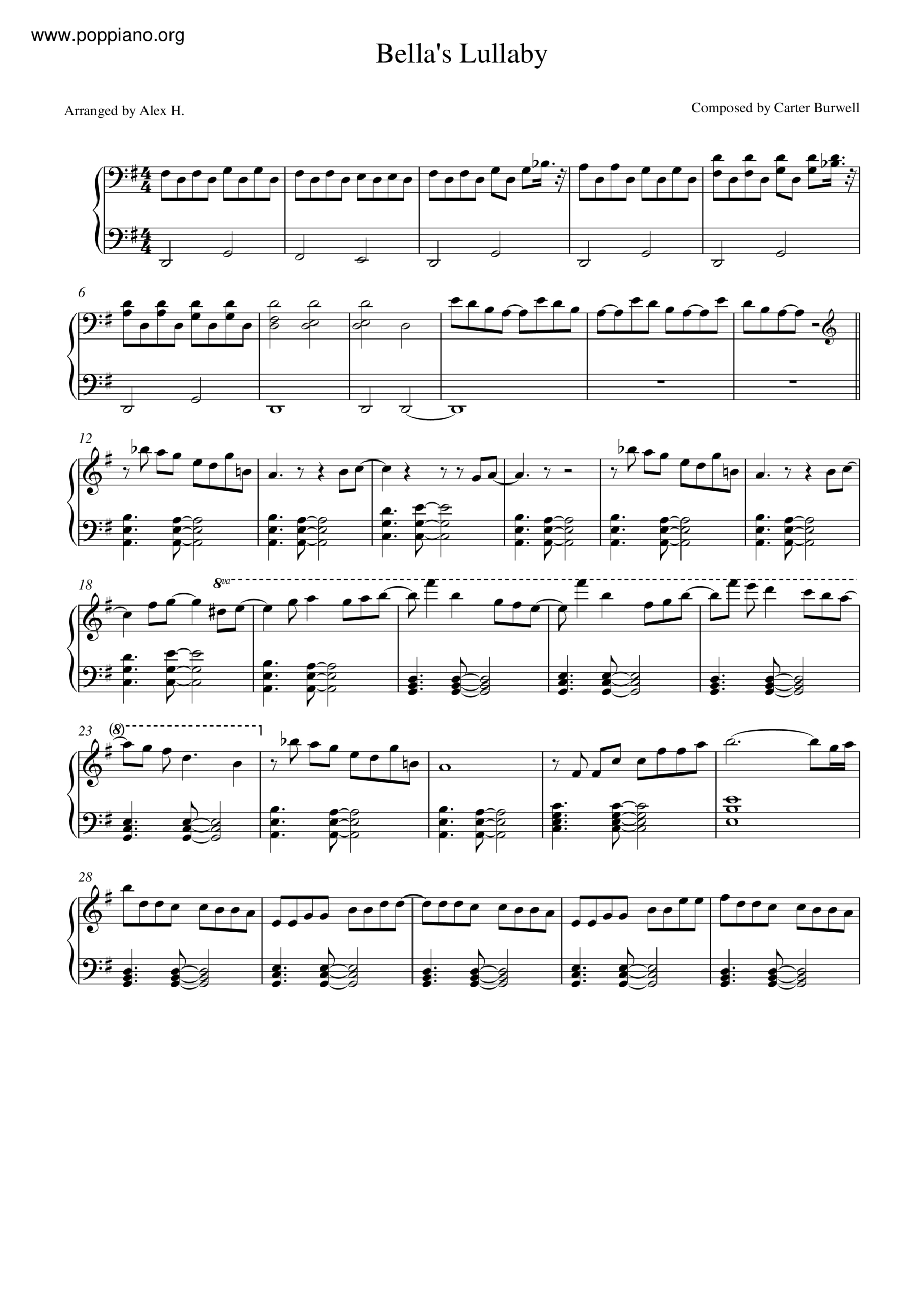 ☆ Twilight - Bella'S Lullaby | Sheet Music | Piano Score Free Pdf throughout Bellas Lullaby Piano Sheet Music Free Printable