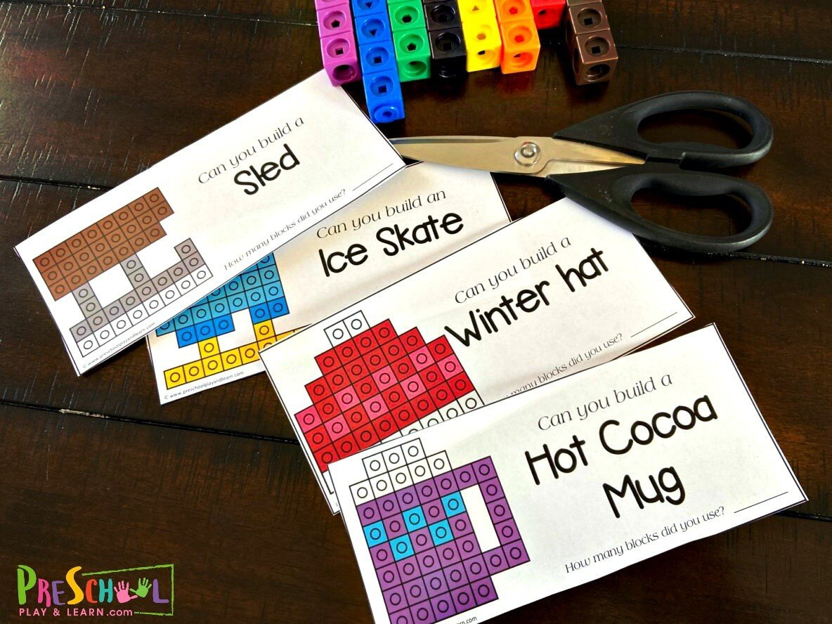 ❄️ Free Winter Snapcube Printables Math Activity For Preschool pertaining to Free Snap Cube Patterns Printables