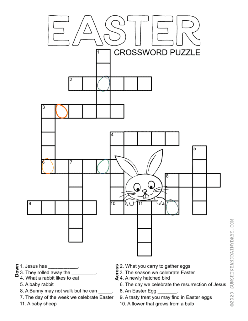Easter Crossword Puzzle - Sunshine And Rainy Days pertaining to Easter Crossword Puzzle Free Printable