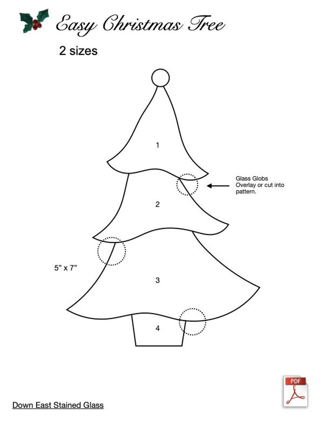 Easy Christmas Tree Stained Glass Pattern Pdf - Etsy within Free Printable Christmas Stained Glass Patterns