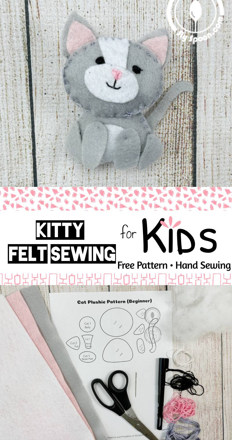 Easy Felt Cat Plushie Sewing Tutorial For Beginners – Free in Free Printable Felt Cat Patterns