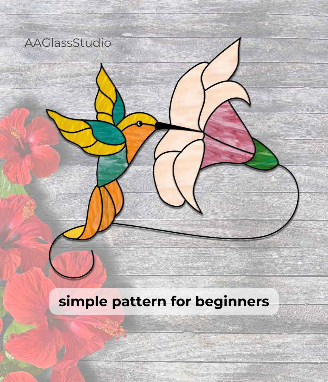 Easy Hummingbird Stained Glass Pattern For Beginners 3 - Aaglassstudio regarding Free Printable Stained Glass Suncatcher Patterns