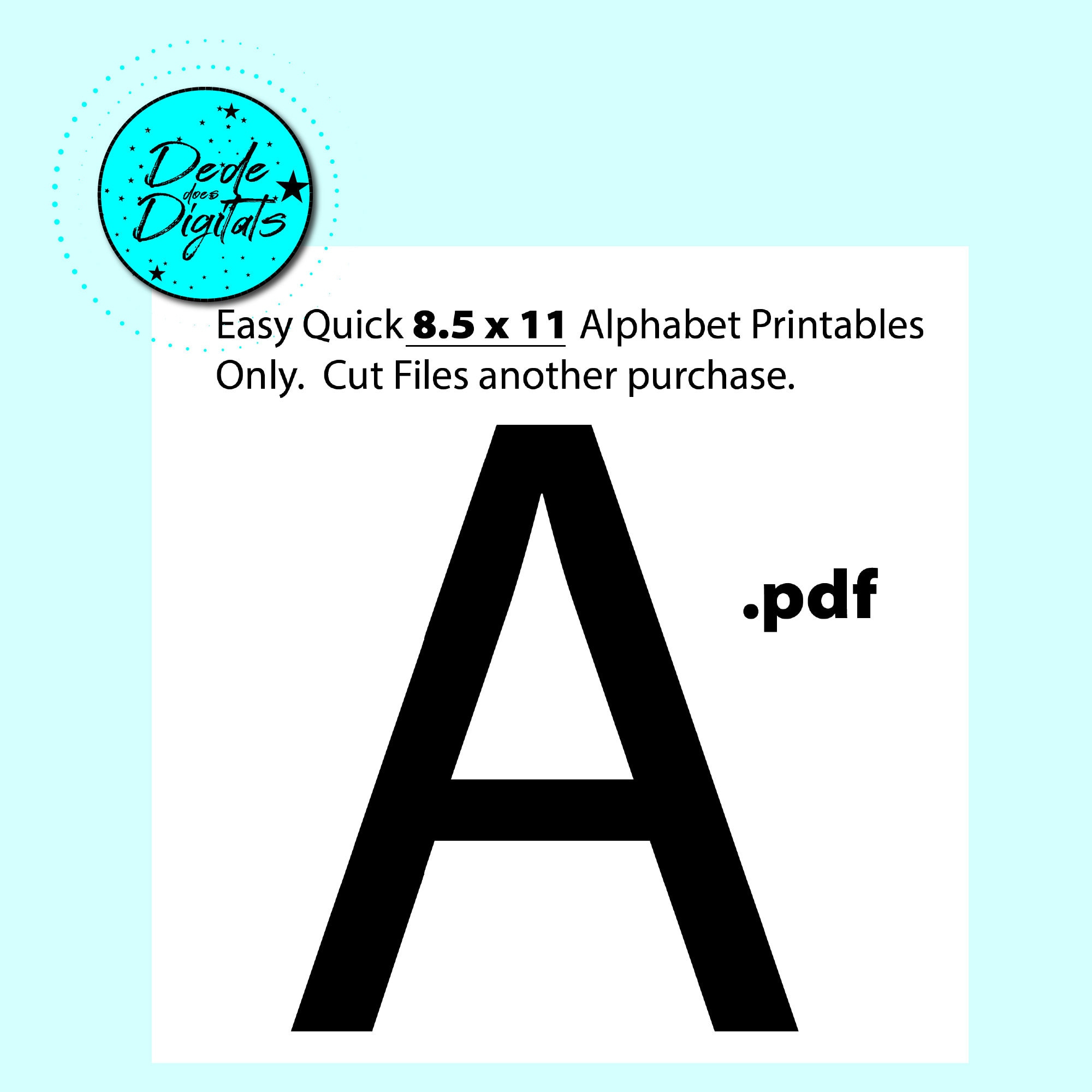 Easy Printable 8.5 X 11 Alphabet Letters - Etsy throughout 8.5X11 Printable Stencil Letters