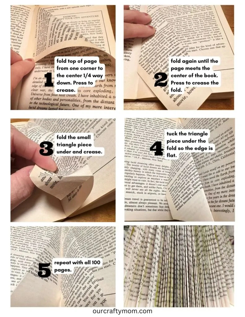 Easy Tutorial For Gorgeous Christmas Tree Folded Book Art for Free Book Folding Patterns Printable