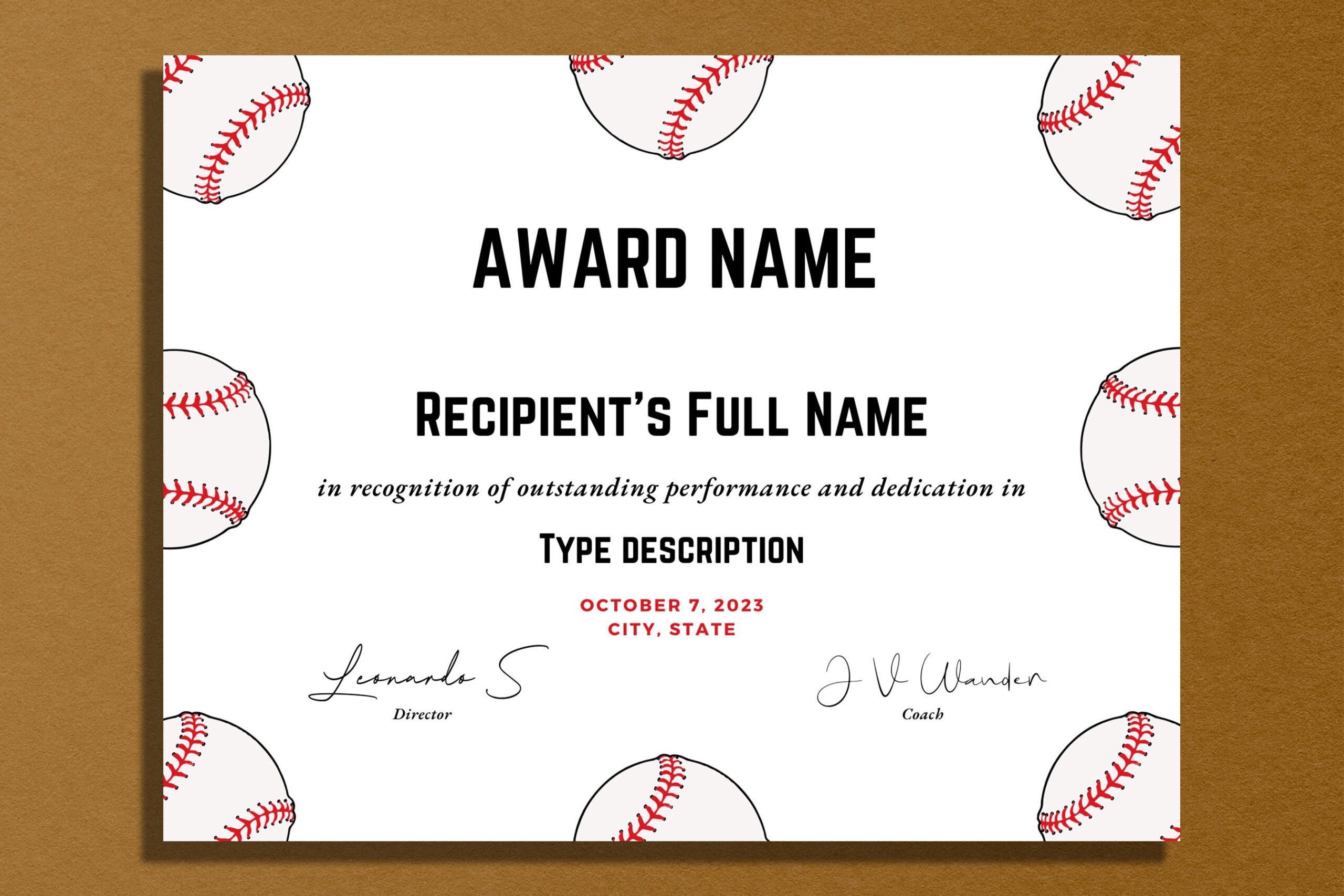 Editable Baseball Award Certificate Template, Printable with regard to Free Baseball Award Certificates Templates