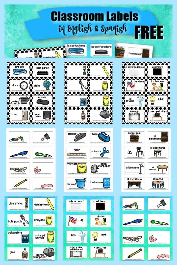 Editable Classroom Labels with Free Printable Spanish Classroom Labels