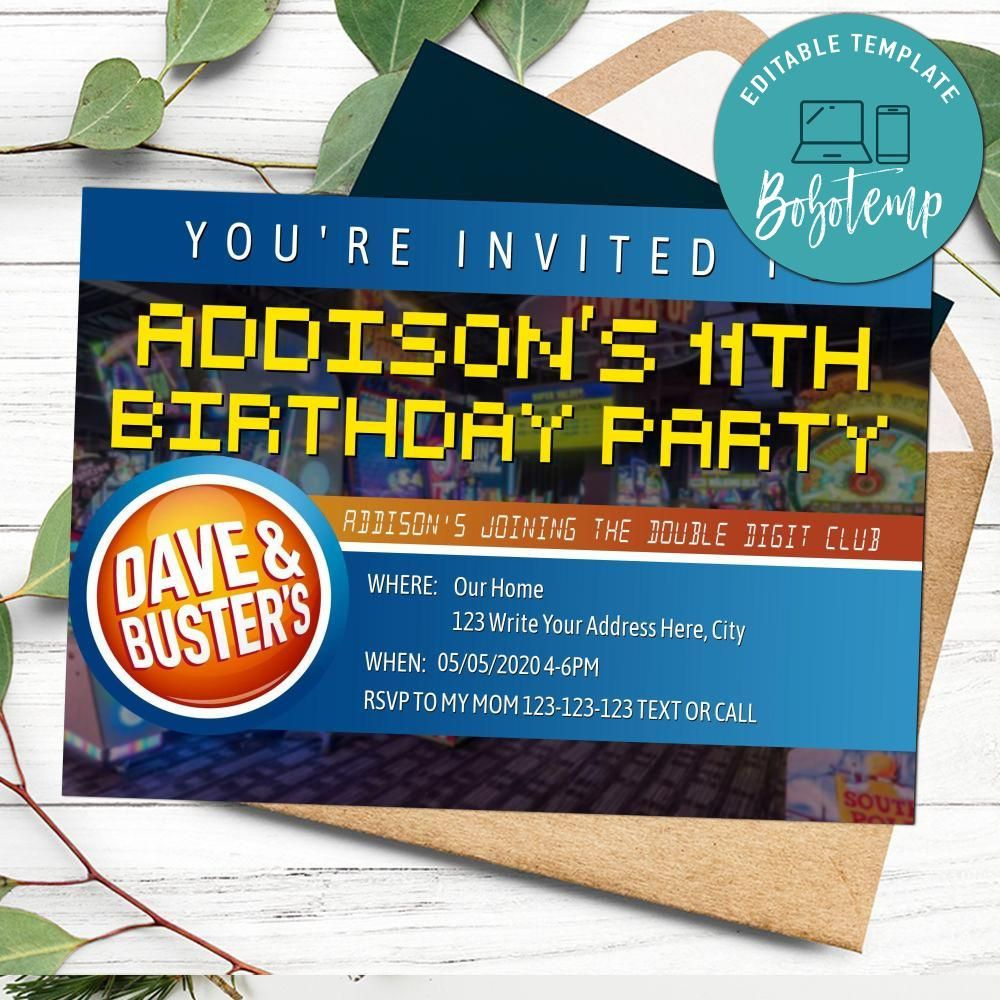 Editable Dave &amp; Busters Party Birthday Invitation Diy | Bobotemp regarding Dave And Busters Free Printable Invitations