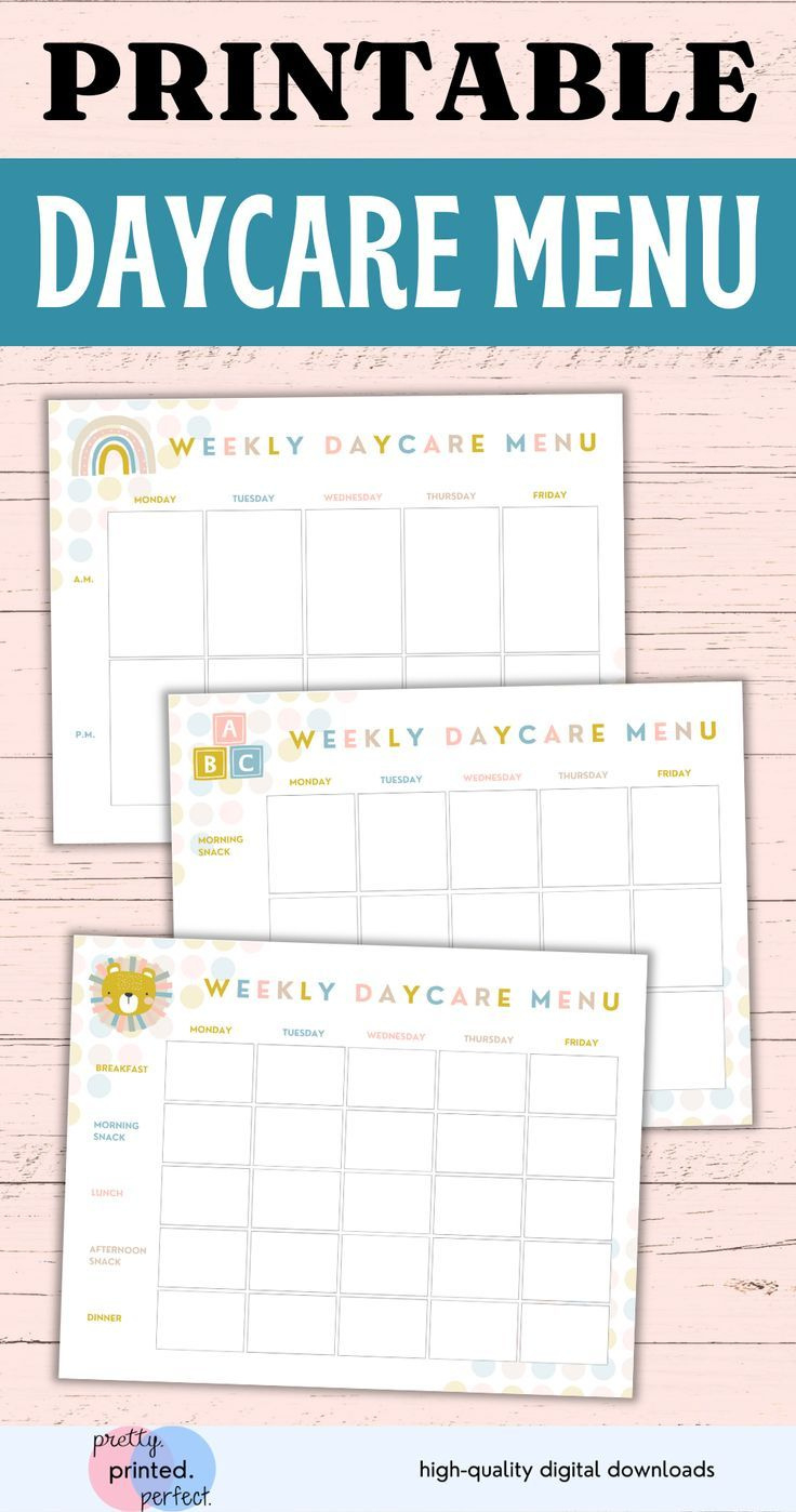 Editable Daycare Menu Printable intended for Free Printable Daycare Menus