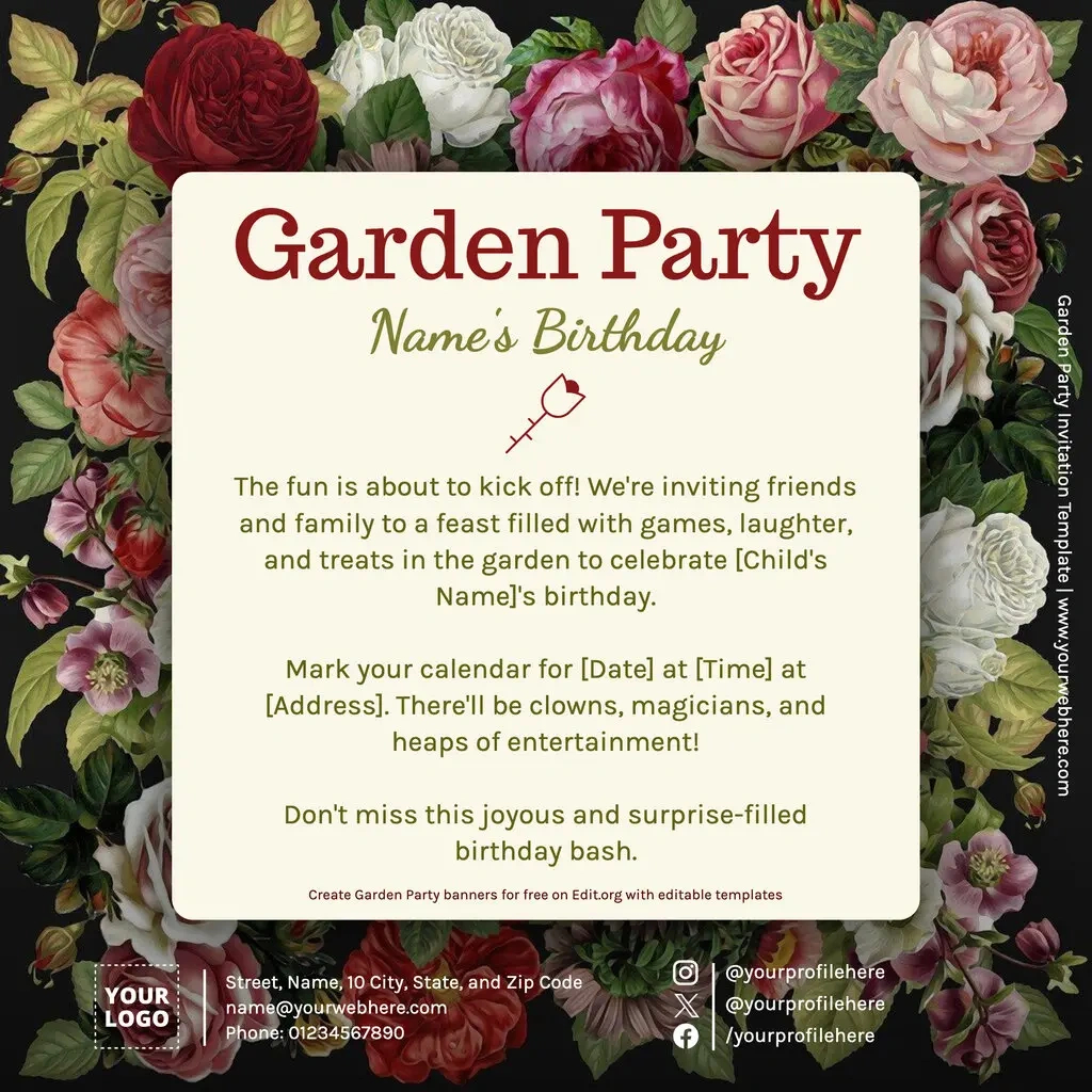 Editable Garden Party Invitation Templates with regard to Garden Party Flyer Templates Free