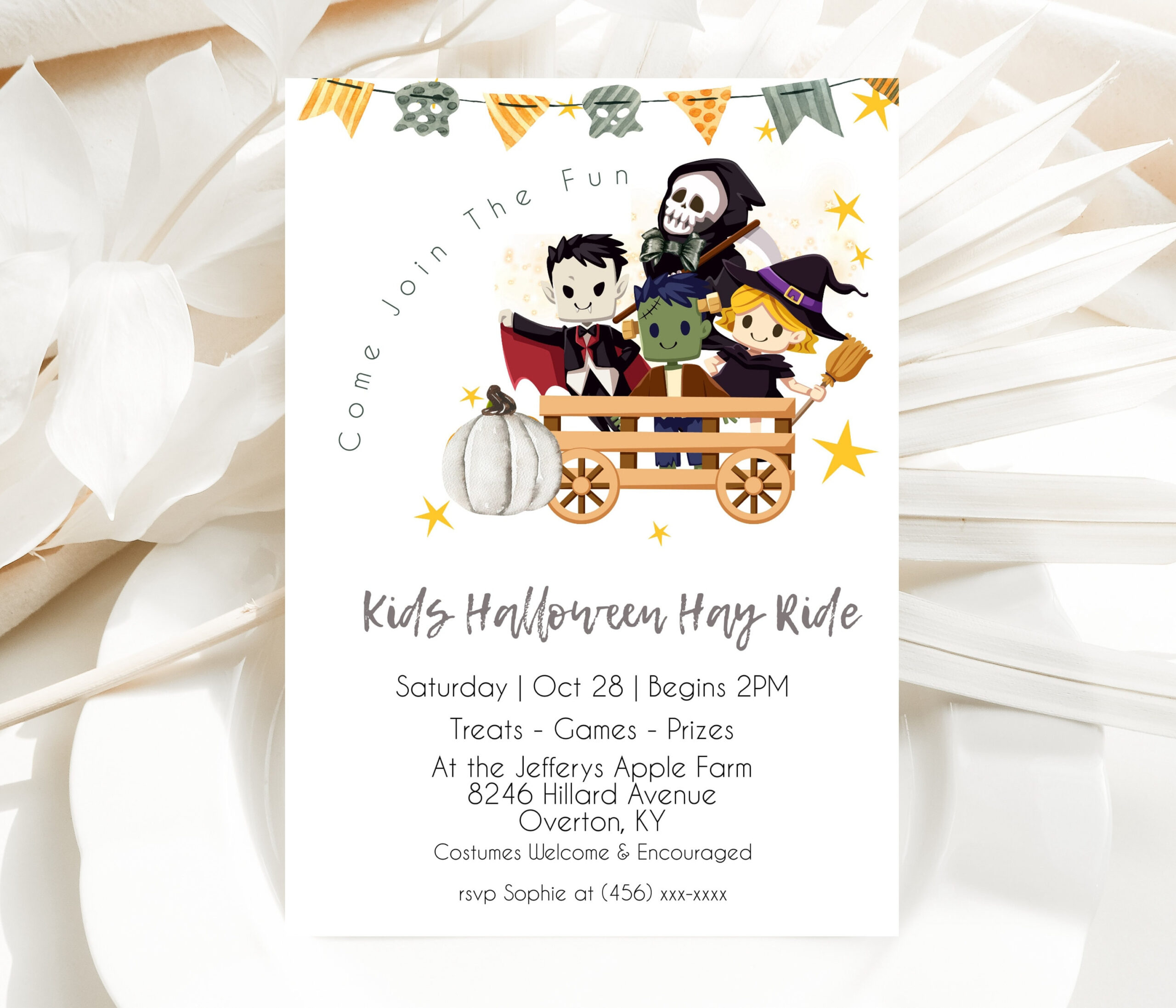 Editable Kids-Halloween-Party Invitation Flyer, Halloween Hay regarding Free Printable Hayride Invitations