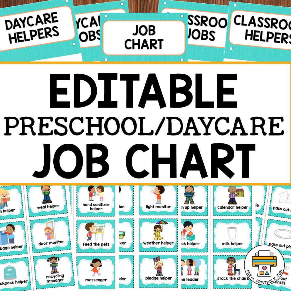 Editable Preschool Job Chart inside Free Preschool Job Chart Printables