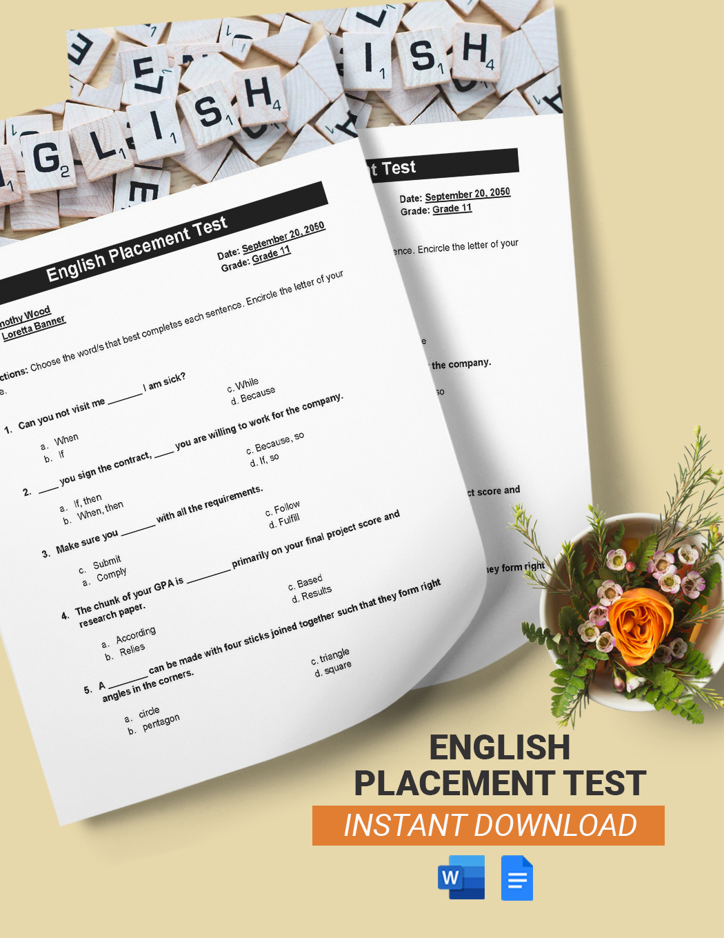 Editable Quiz Templates In Word To Download intended for Free Printable Placement Test