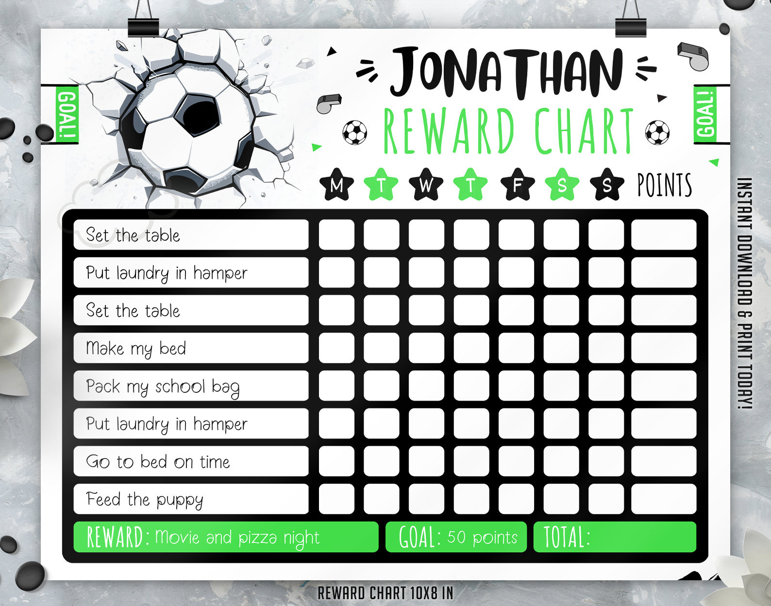 Editable Soccer Reward Chart, Soccer Behavior Chart, Chore Chart regarding Football Reward Chart Free Printable