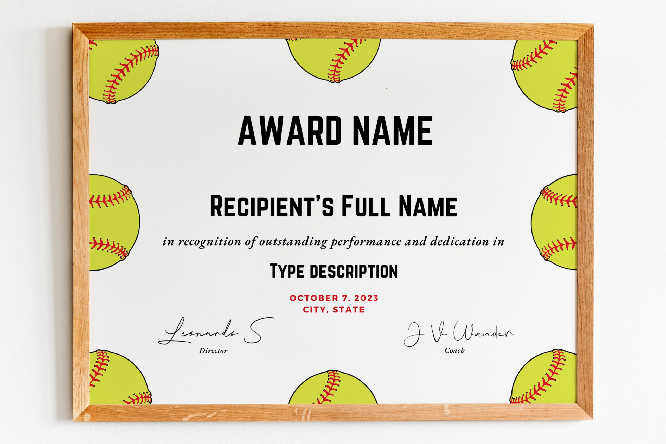 Editable Softball Award Certificate Template, Printable for Free Printable Softball Certificates
