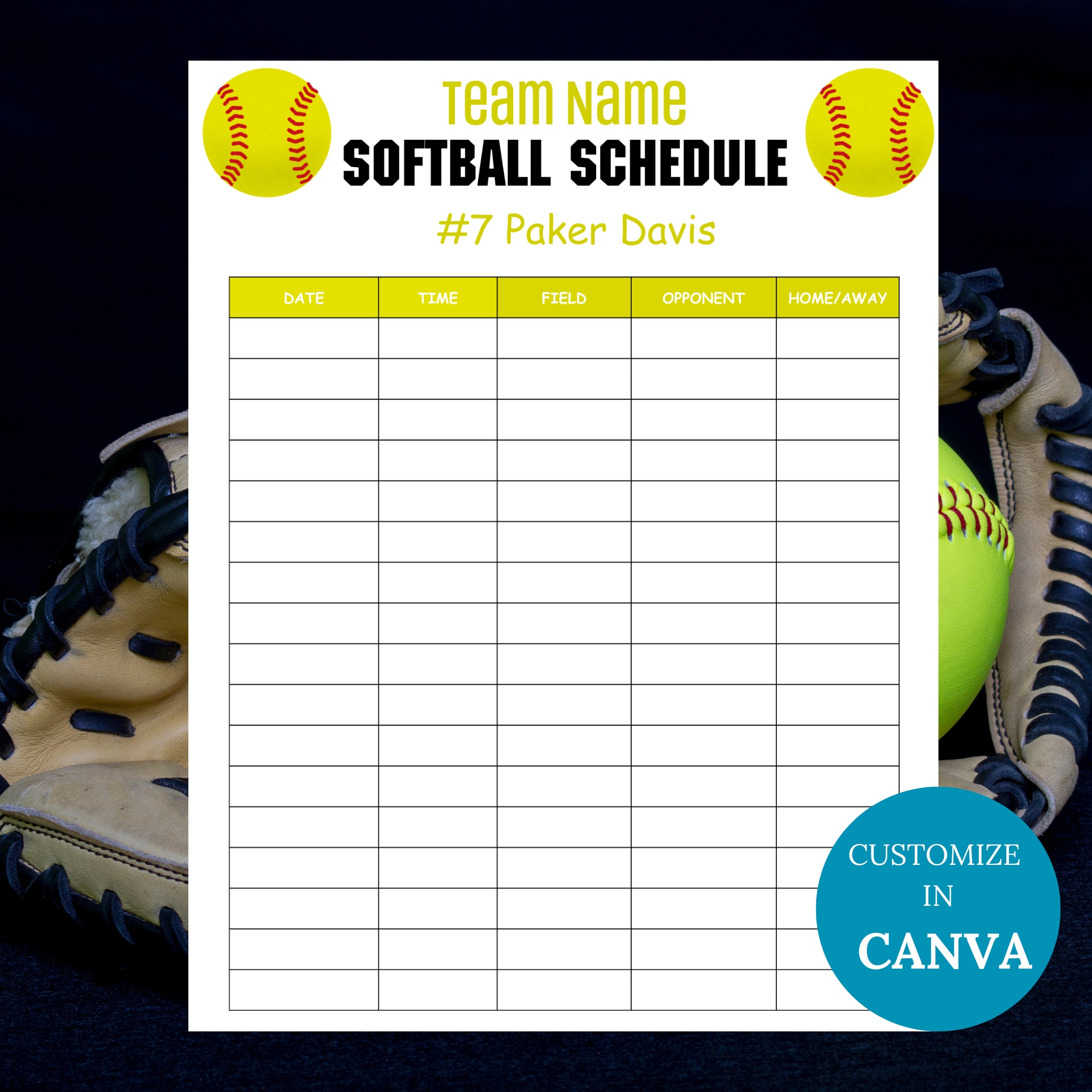 Editable Softball Practice Schedule Template Pdf (Instant Download) pertaining to Free Softball Practice Plan Template