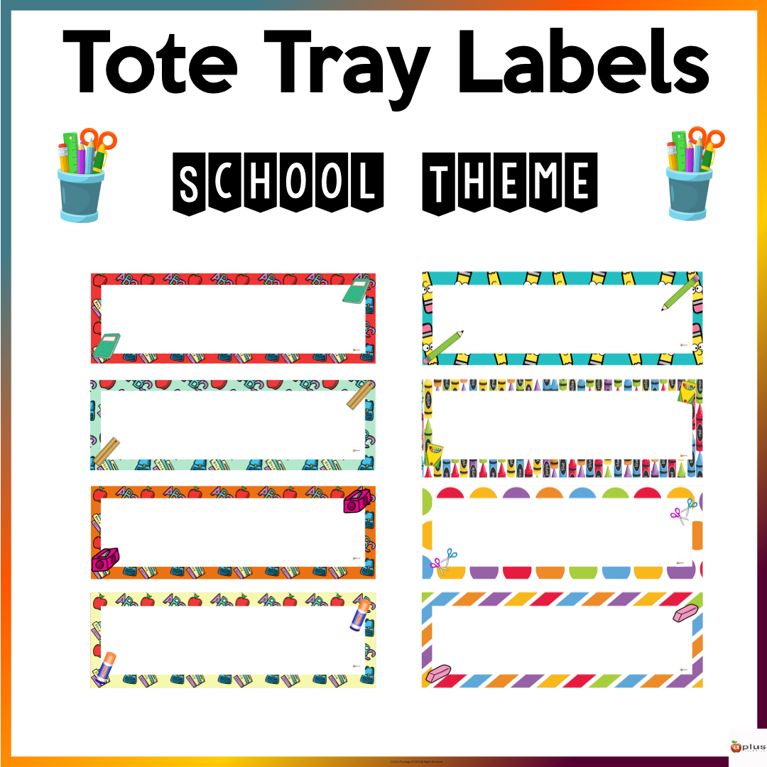 Editable Tote Tray Labels School Theme | Madeteachers throughout Free Printable Tray Labels
