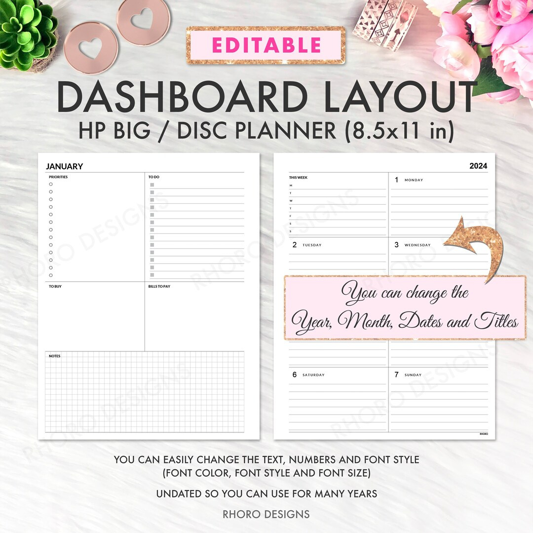 Editierbare Big Happy Planner Dashboard Layout Druckbare Einlage throughout Free Printable Happy Planner Dashboard