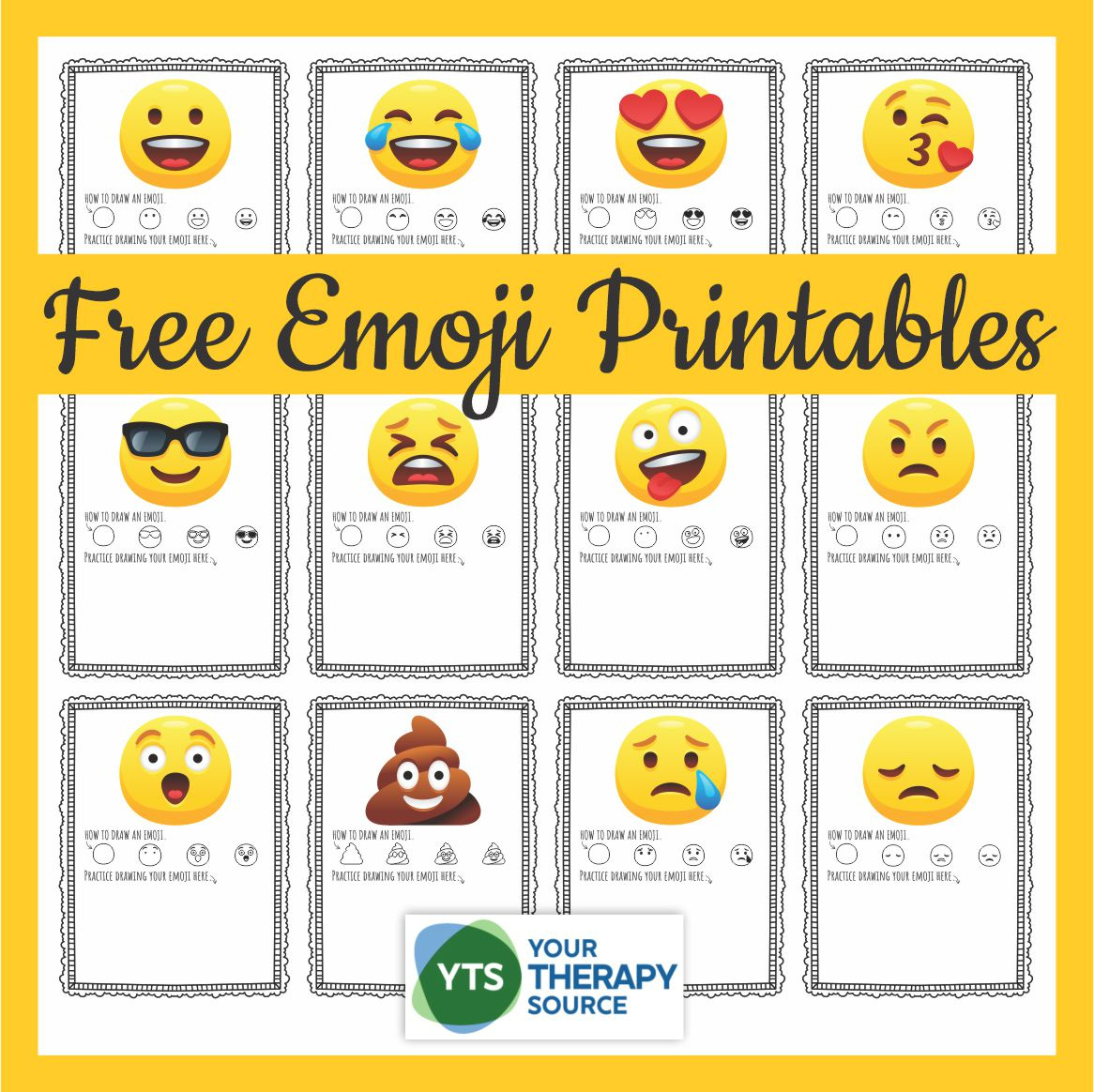 Emoji Printables - How To Draw Emoji Faces - Your Therapy Source with Free Printable Emoji Images